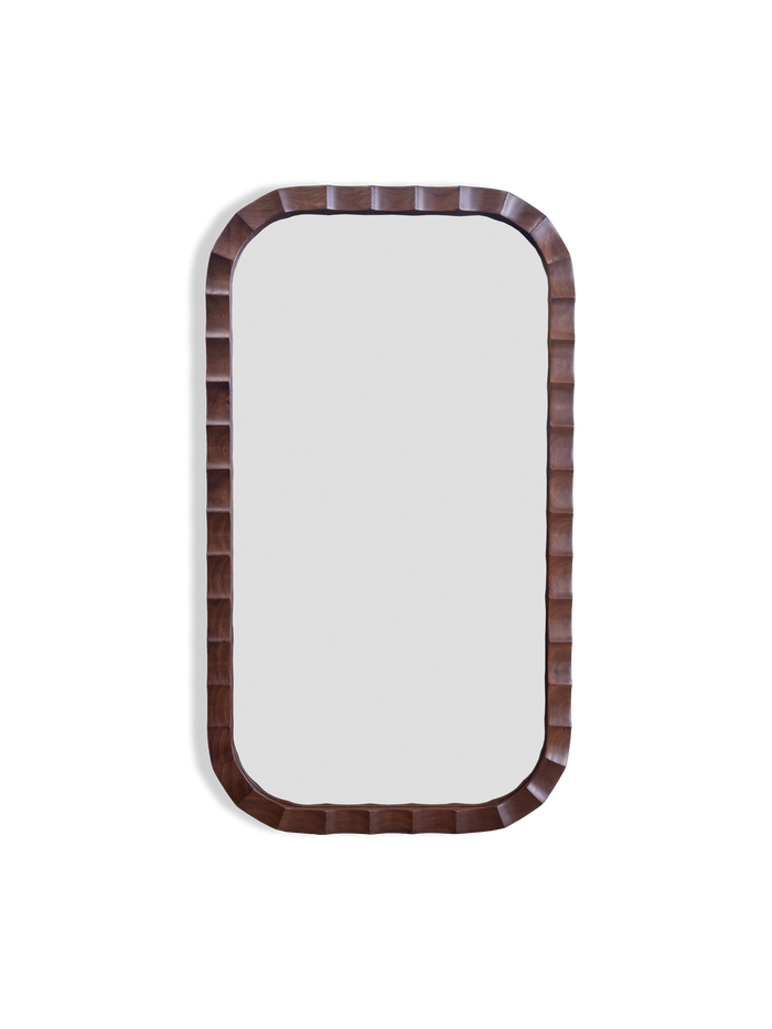Ruffles Mirror in Walnut - front view