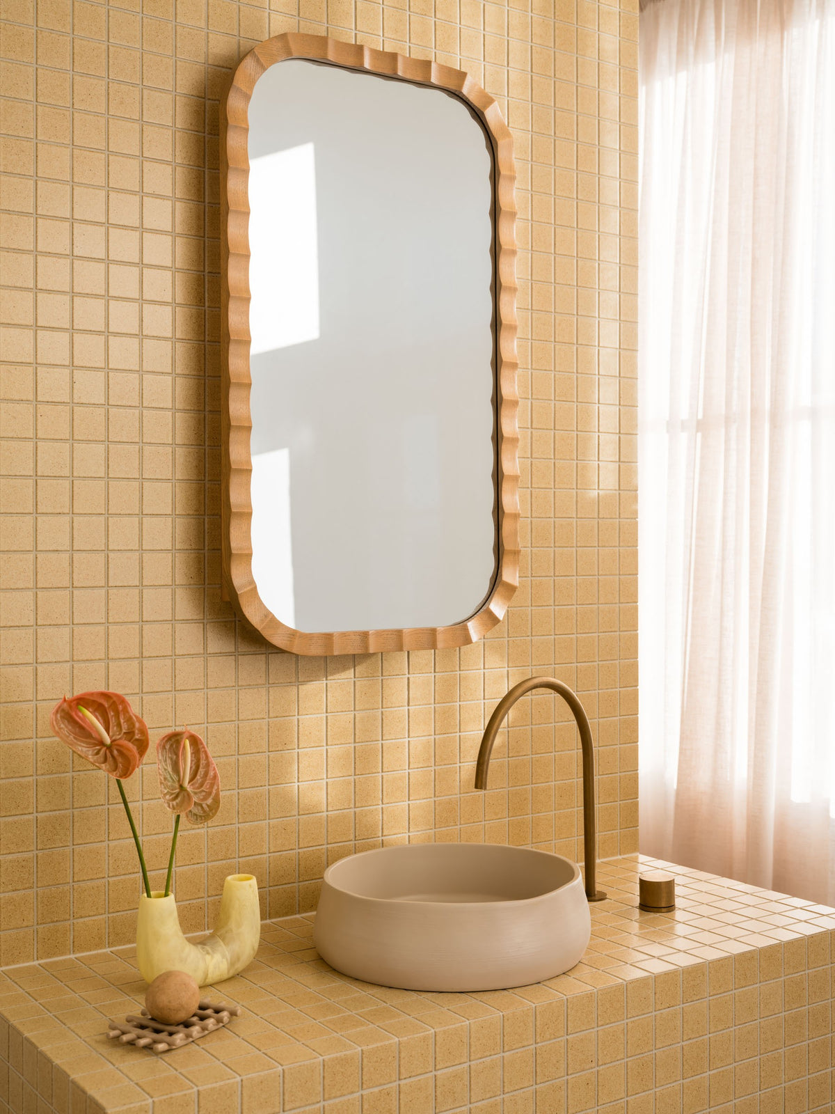 Ruffles Mirror in Oak - Bathroom